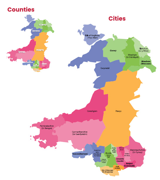 Map of Wales